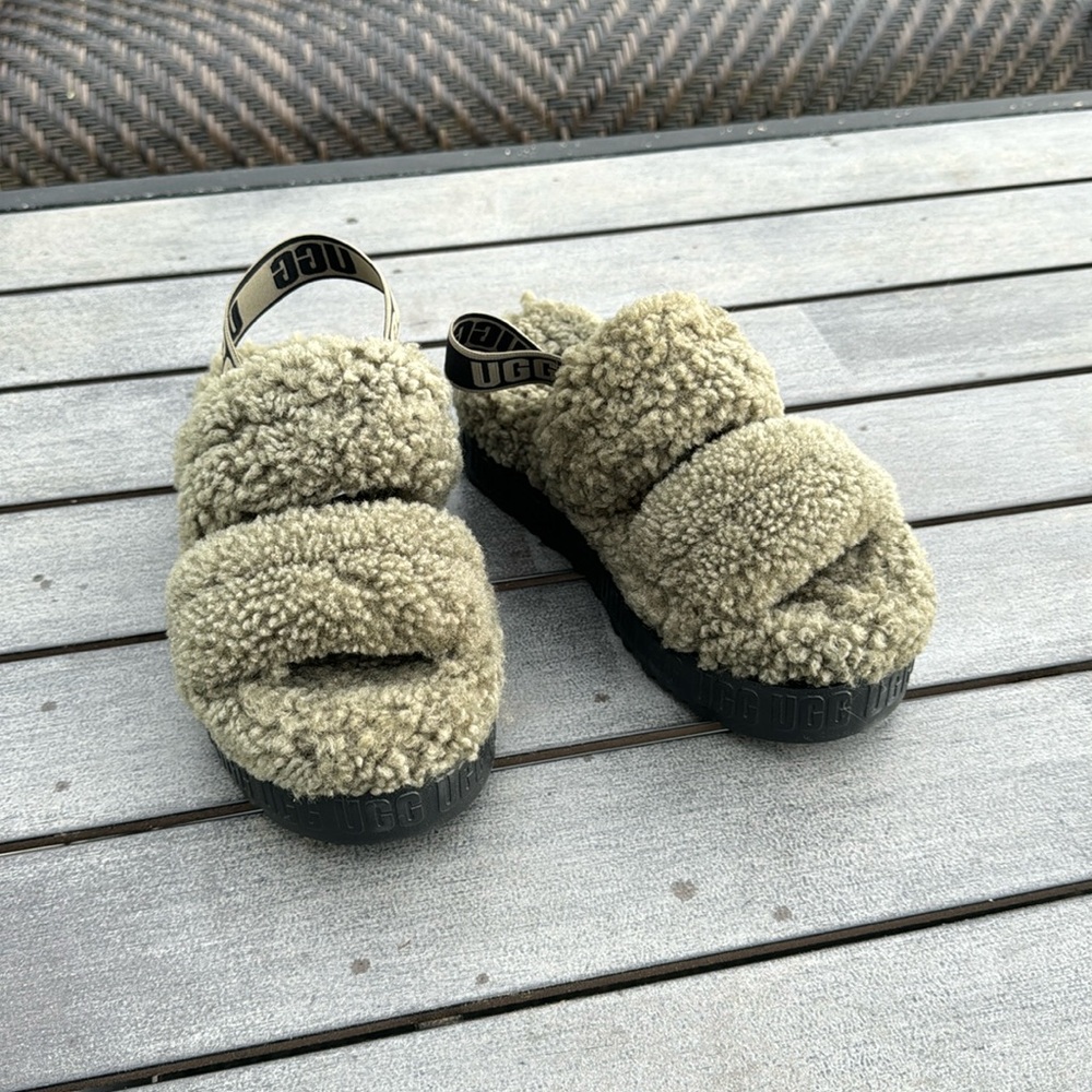 Ugg Oh Fluffita size 6 Olive Green NWOB